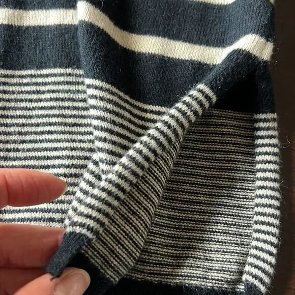 LISA TODD Women’s Cotton/Cashmere Blend Heart/Striped Sweater Black/White Small - Picture 8 of 10